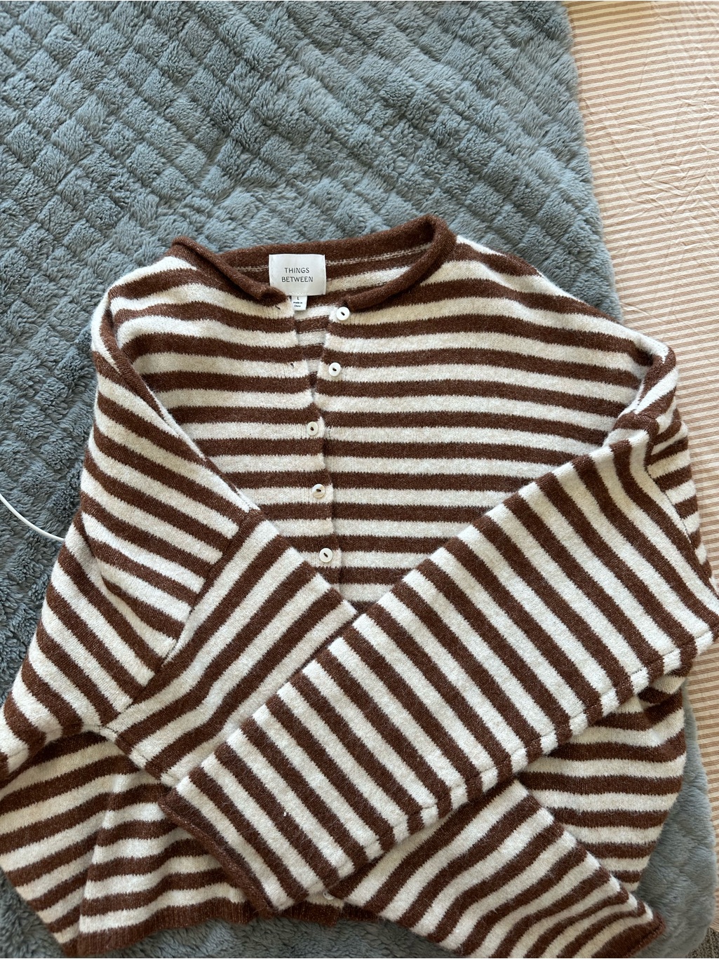 Things Between Brown And Cream Striped Button-Front Cardigan